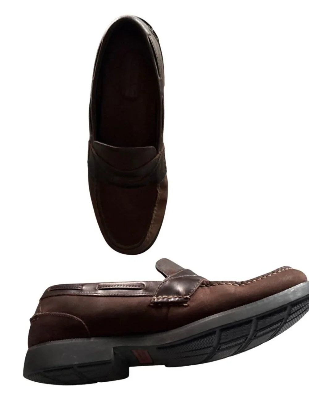 Sperry Mens Waterproof Brown Leather Penny Loafers 11M With Non-Slip Sole